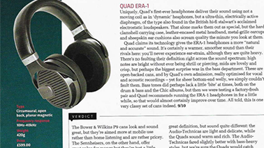战报：QUAD ERA-1荣获英国BBC Focus 杂志耳机评测小组赛冠军！