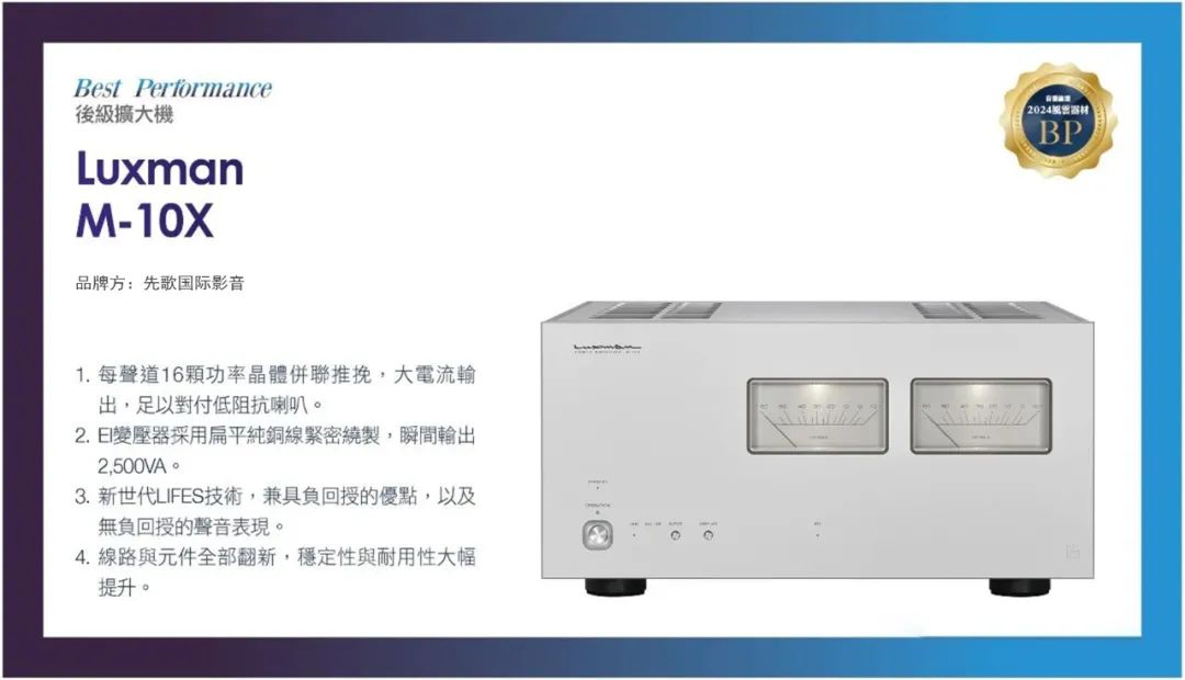 新品推荐 | LUXMAN力仕 M-10X后级放大器荣登2024年度风云器材榜